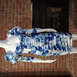 For Love And Lemons Blue and White Floral Dress